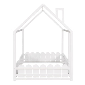 English Elm (slats Excluded) Full Pinewood House Bed Frame Playhouse Roof Kids Bedroom White WF294808AAK