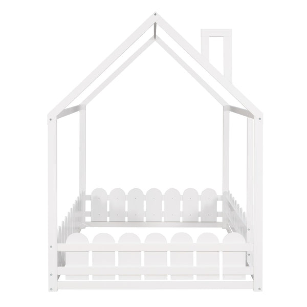 English Elm (slats Excluded) Full Pinewood House Bed Frame Playhouse Roof Kids Bedroom White WF294808AAK