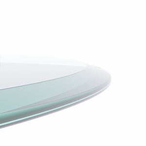 English Elm 36" Round Tempered Glass Table Top Polished Edge Clear Surface for Dining or Coffee W126560362