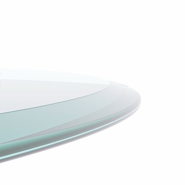 English Elm 36" Round Tempered Glass Table Top Polished Edge Clear Surface for Dining or Coffee W126560362