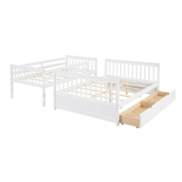 English Elm Twin-over-full Bunk Bed Solid Pine Frame Espresso Finish with Under Drawer Storage LT000065AAK