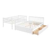 Hearth and Haven Stefan Twin over Full Bunk Bed with Ladder and Two Storage Drawers, White LT000065AAK