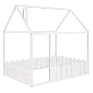 English Elm (slats Excluded) Full Pinewood House Bed Frame Playhouse Roof Kids Bedroom White WF294808AAK