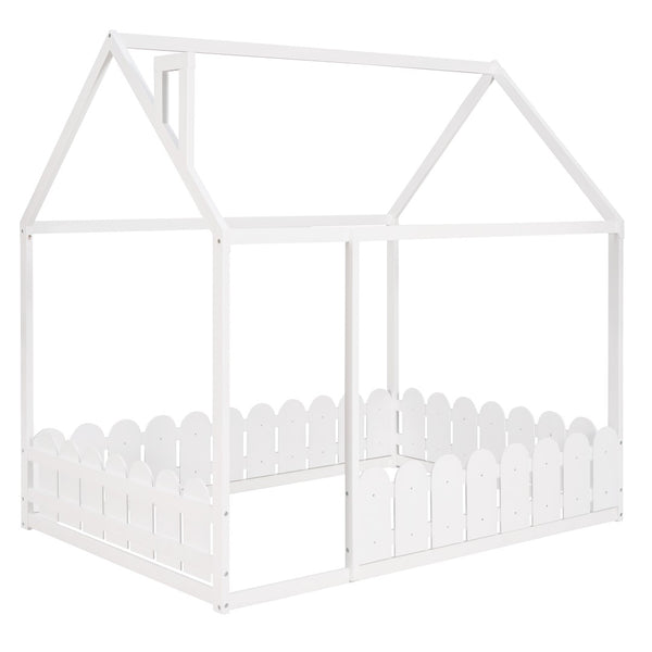 English Elm (slats Excluded) Full Pinewood House Bed Frame Playhouse Roof Kids Bedroom White WF294808AAK