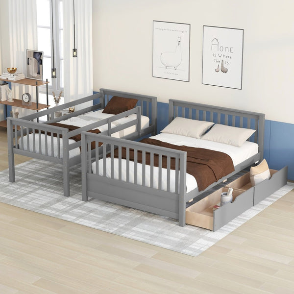 English Elm Twin-over-full Bunk Bed Solid Pine Frame Espresso Finish with Under Drawer Storage LT000065AAE