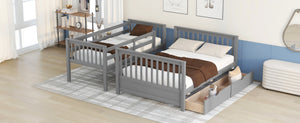 English Elm Twin-over-full Bunk Bed Solid Pine Frame Espresso Finish with Under Drawer Storage LT000065AAE