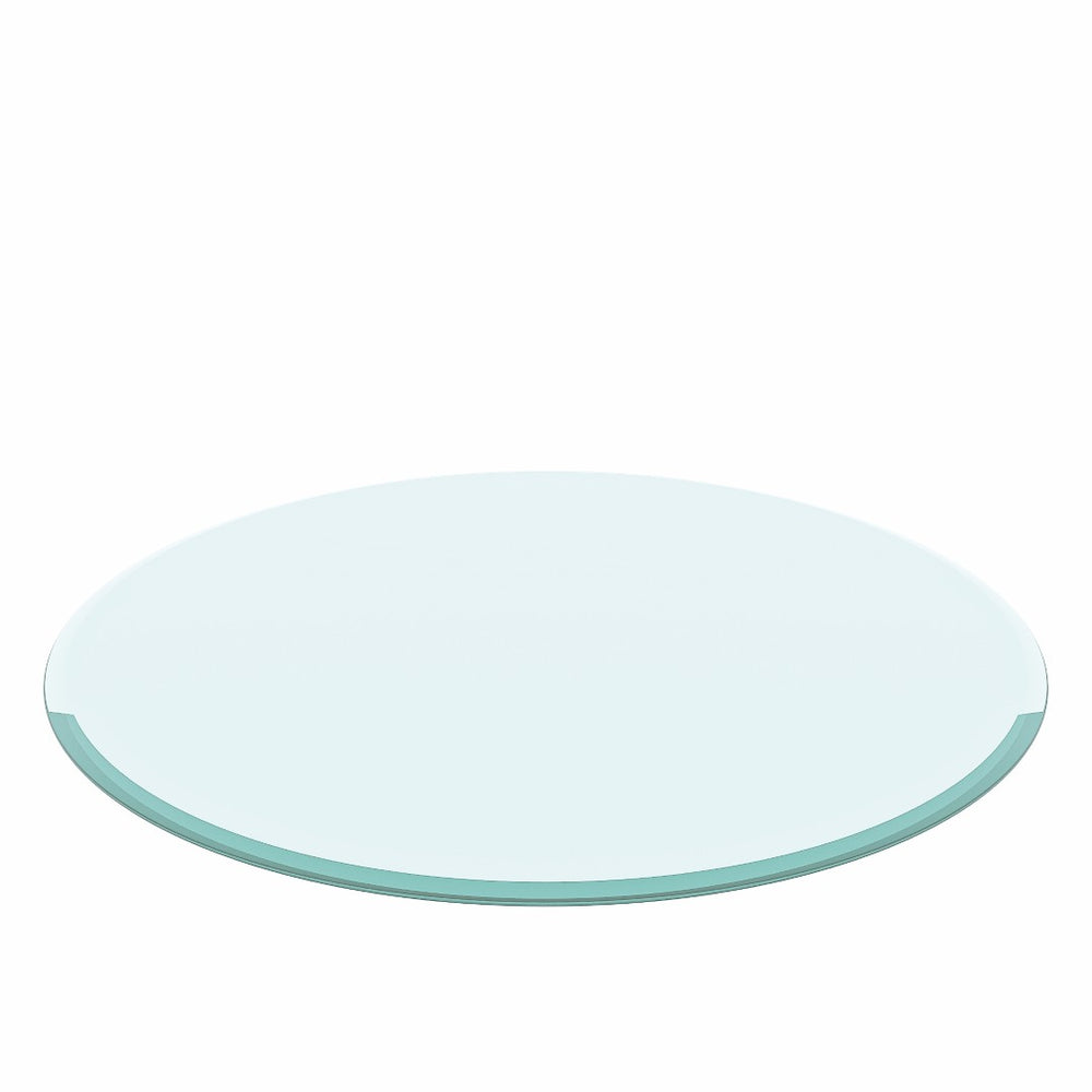 English Elm 30" Round Tempered Glass Table Top Beveled Polished Edge Clear Replacement Surface W1265132692