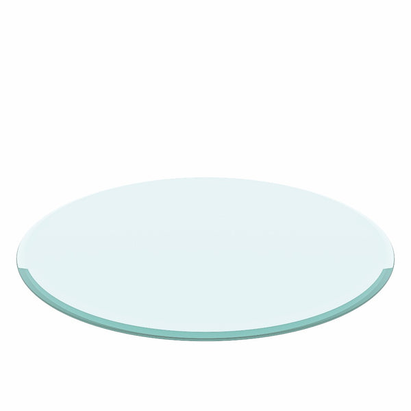 English Elm 30" Round Tempered Glass Table Top Beveled Polished Edge Clear Replacement Surface W1265132692