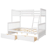 Hearth and Haven Stefan Twin over Full Bunk Bed with Ladder and Two Storage Drawers, White LT000065AAK