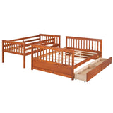 Hearth and Haven Stefan Twin over Full Bunk Bed with Ladder and Two Storage Drawers, Walnut LT000065AAD