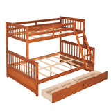 Hearth and Haven Stefan Twin over Full Bunk Bed with Ladder and Two Storage Drawers, Walnut LT000065AAD