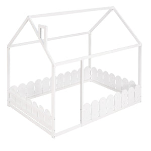English Elm (slats Excluded) Full Pinewood House Bed Frame Playhouse Roof Kids Bedroom White WF294808AAK