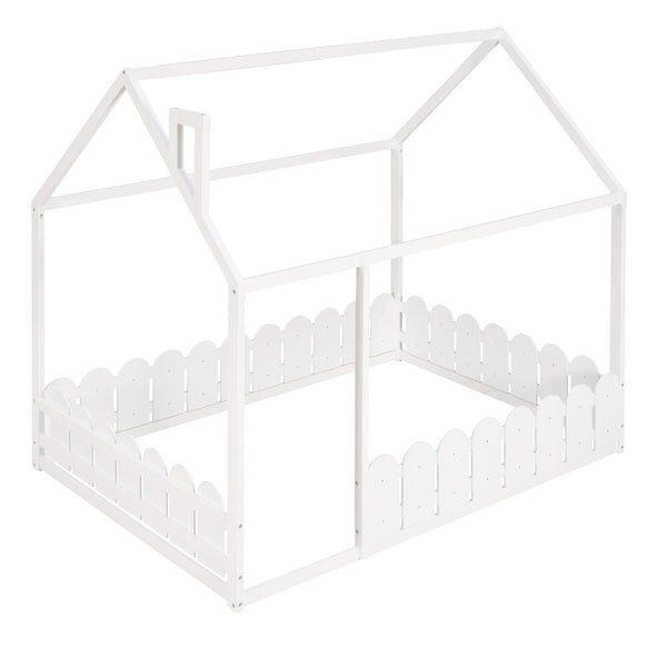English Elm (slats Excluded) Full Pinewood House Bed Frame Playhouse Roof Kids Bedroom White WF294808AAK