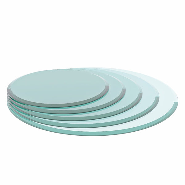 English Elm 36" Round Tempered Glass Table Top Polished Edge Clear Surface for Dining or Coffee W126560362