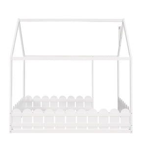 English Elm (slats Excluded) Full Pinewood House Bed Frame Playhouse Roof Kids Bedroom White WF294808AAK