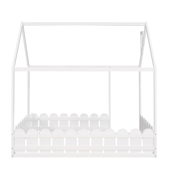 English Elm (slats Excluded) Full Pinewood House Bed Frame Playhouse Roof Kids Bedroom White WF294808AAK