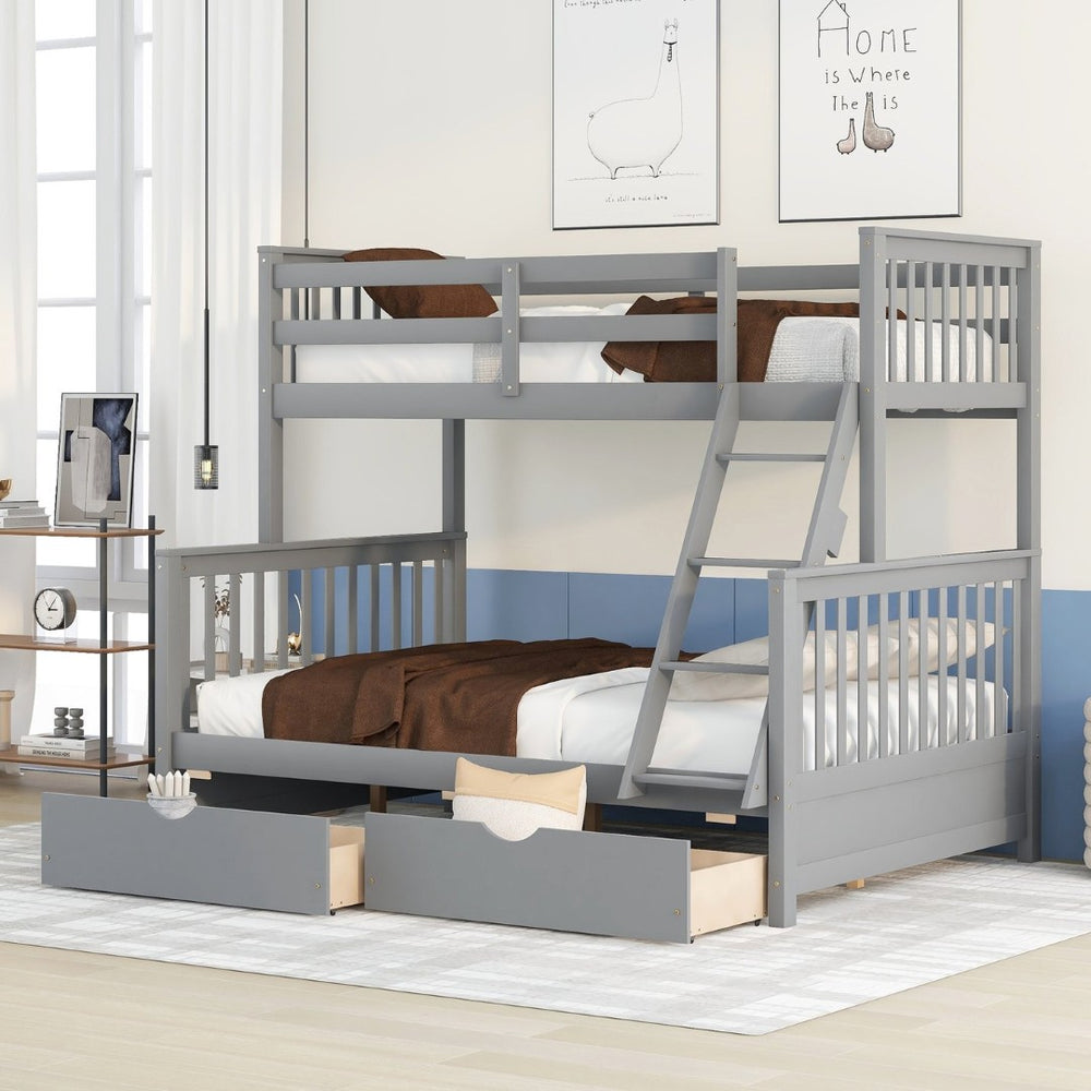 English Elm Twin-over-full Bunk Bed Solid Pine Frame Espresso Finish with Under Drawer Storage LT000065AAE