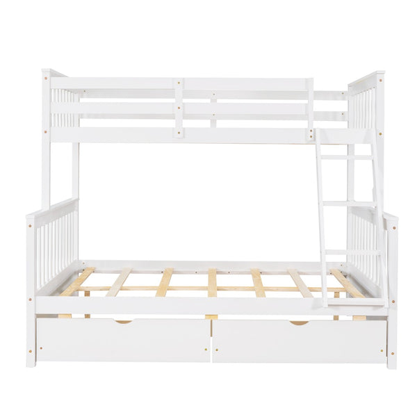 English Elm Twin-over-full Bunk Bed Solid Pine Frame Espresso Finish with Under Drawer Storage LT000065AAK