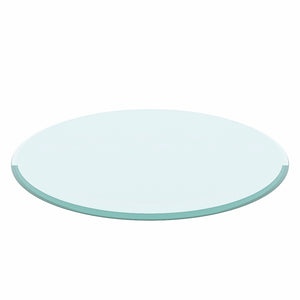 English Elm 36" Round Tempered Glass Table Top Polished Edge Clear Surface for Dining or Coffee W126560362
