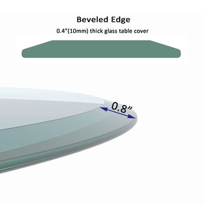 English Elm 30" Round Tempered Glass Table Top Beveled Polished Edge Clear Replacement Surface W1265132692
