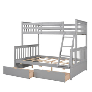 English Elm Twin-over-full Bunk Bed Solid Pine Frame Espresso Finish with Under Drawer Storage LT000065AAE