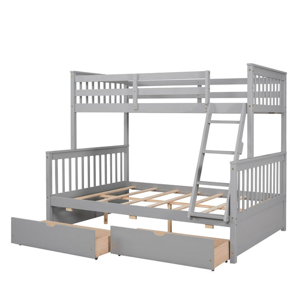 English Elm Twin-over-full Bunk Bed Solid Pine Frame Espresso Finish with Under Drawer Storage LT000065AAE