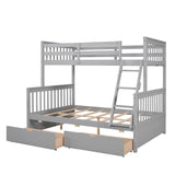 Hearth and Haven Stefan Twin over Full Bunk Bed with Ladder and Two Storage Drawers, Grey LT000065AAE