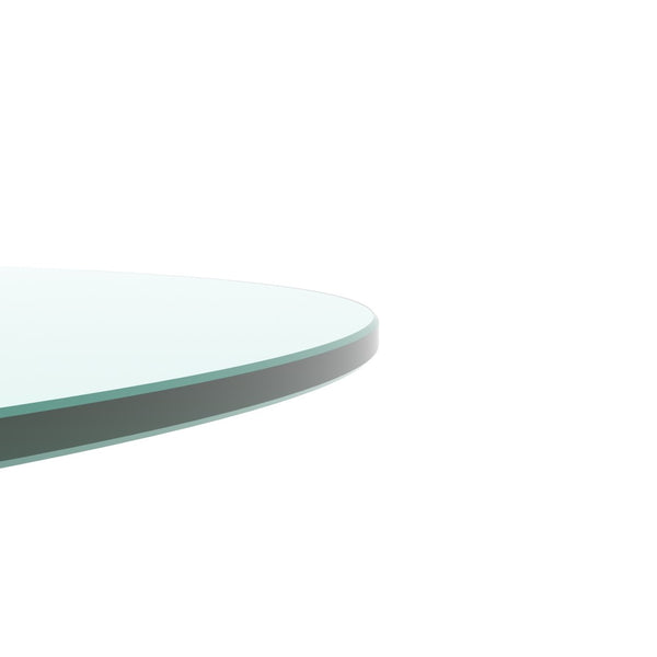 English Elm 36" Round Tempered Glass Table Top Polished Edge Clear Surface for Dining or Coffee W126560373