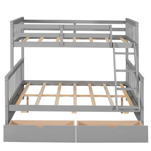 English Elm Twin-over-full Bunk Bed Solid Pine Frame Espresso Finish with Under Drawer Storage LT000065AAE