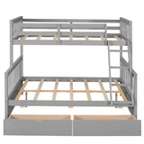 Hearth and Haven Stefan Twin over Full Bunk Bed with Ladder and Two Storage Drawers, Grey LT000065AAE