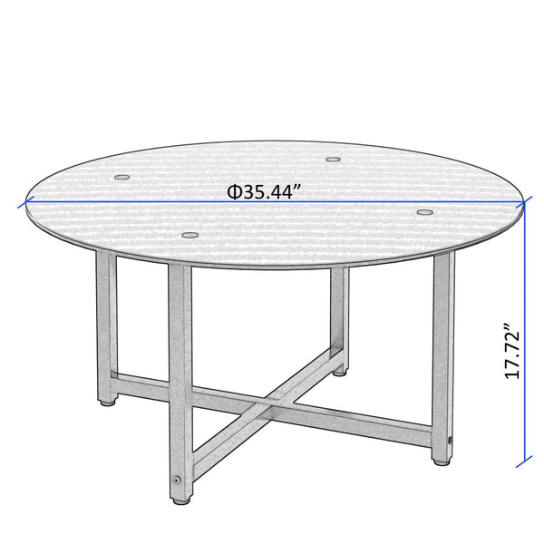 English Elm 35.5'' Round Tempered Glass Coffee Table Transparent Modern Living Room Center W24157589