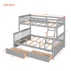 English Elm Twin-over-full Bunk Bed Solid Pine Frame Espresso Finish with Under Drawer Storage LT000065AAE