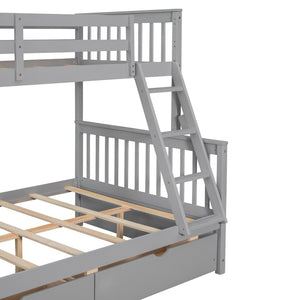 English Elm Twin-over-full Bunk Bed Solid Pine Frame Espresso Finish with Under Drawer Storage LT000065AAE