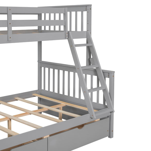 English Elm Twin-over-full Bunk Bed Solid Pine Frame Espresso Finish with Under Drawer Storage LT000065AAE