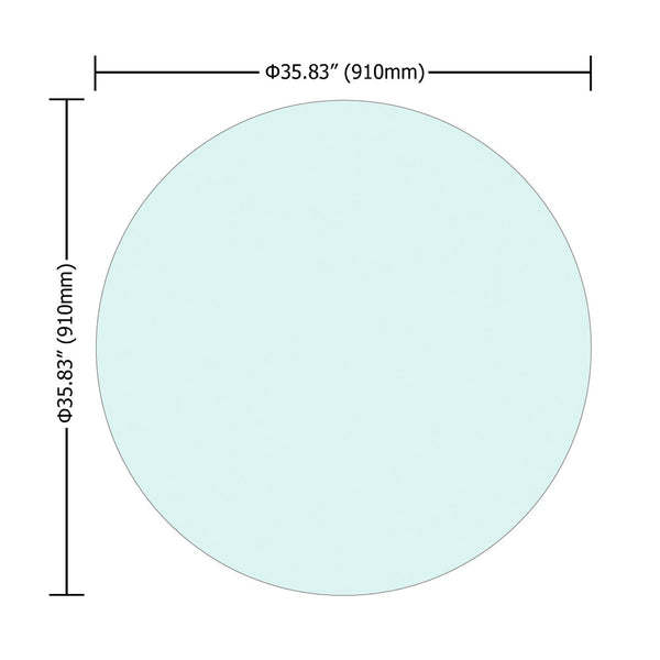 English Elm 36" Round Tempered Glass Table Top Polished Edge Clear Surface for Dining or Coffee W126560373