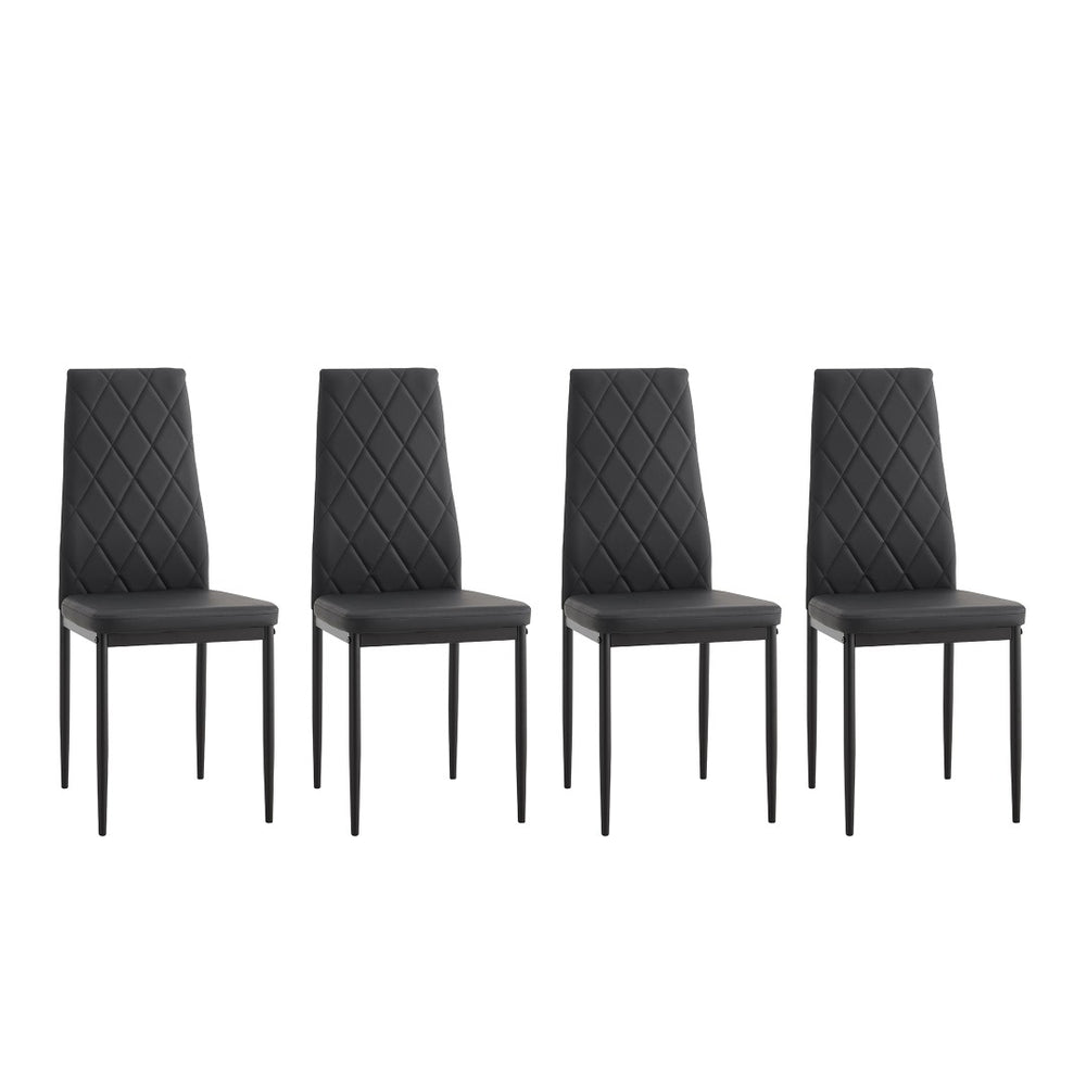 English Elm Dining Chair Set of Four Pu Leather Quilted Diamond Pattern Modern Seating W24138516