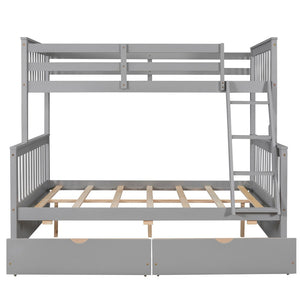 English Elm Twin-over-full Bunk Bed Solid Pine Frame Espresso Finish with Under Drawer Storage LT000065AAE