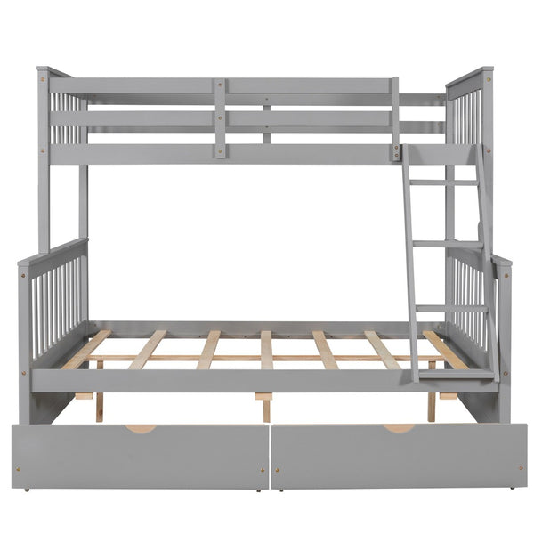 English Elm Twin-over-full Bunk Bed Solid Pine Frame Espresso Finish with Under Drawer Storage LT000065AAE