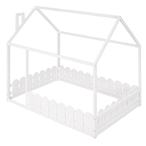 English Elm (slats Excluded) Full Pinewood House Bed Frame Playhouse Roof Kids Bedroom White WF294808AAK