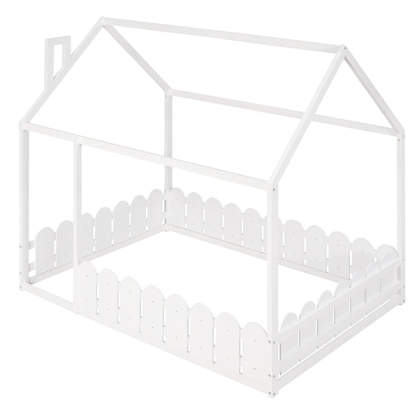 English Elm (slats Excluded) Full Pinewood House Bed Frame Playhouse Roof Kids Bedroom White WF294808AAK
