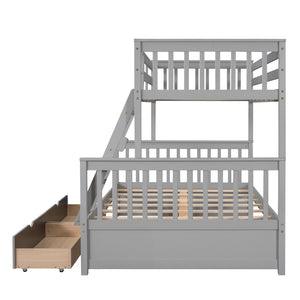 English Elm Twin-over-full Bunk Bed Solid Pine Frame Espresso Finish with Under Drawer Storage LT000065AAE