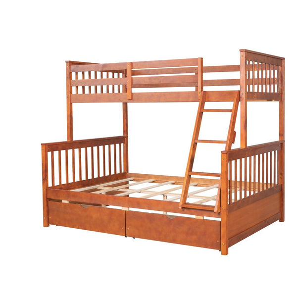 English Elm Twin-over-full Bunk Bed Solid Pine Frame Espresso Finish with Under Drawer Storage LT000065AAD