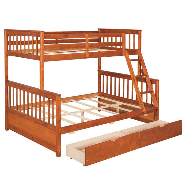 English Elm Twin-over-full Bunk Bed Solid Pine Frame Espresso Finish with Under Drawer Storage LT000065AAD