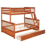 Hearth and Haven Stefan Twin over Full Bunk Bed with Ladder and Two Storage Drawers, Walnut LT000065AAD