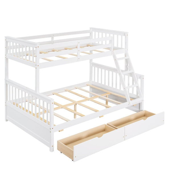 English Elm Twin-over-full Bunk Bed Solid Pine Frame Espresso Finish with Under Drawer Storage LT000065AAK