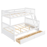 Hearth and Haven Stefan Twin over Full Bunk Bed with Ladder and Two Storage Drawers, White LT000065AAK