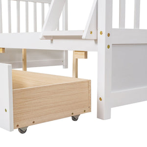 English Elm Twin-over-full Bunk Bed Solid Pine Frame Espresso Finish with Under Drawer Storage LT000065AAK