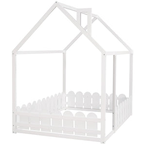 English Elm (slats Excluded) Full Pinewood House Bed Frame Playhouse Roof Kids Bedroom White WF294808AAK