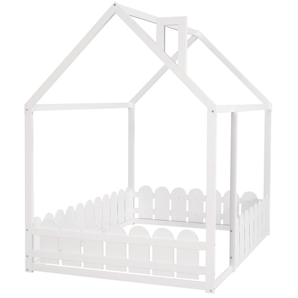 English Elm (slats Excluded) Full Pinewood House Bed Frame Playhouse Roof Kids Bedroom White WF294808AAK