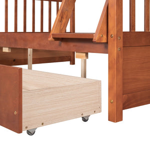 English Elm Twin-over-full Bunk Bed Solid Pine Frame Espresso Finish with Under Drawer Storage LT000065AAD